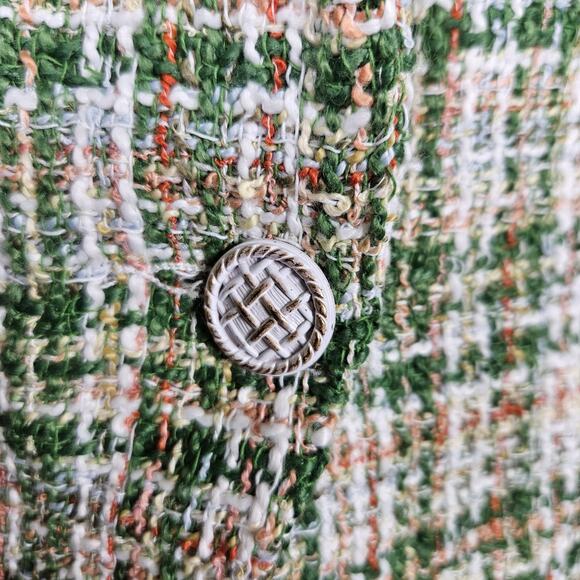 Anthropologie POL Evie Boucle Tweed Jacket S Blazer Woven Overcoat Plaid Cottage - Picture 9 of 16